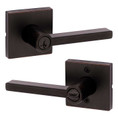 Kwikset Halifax Keyed Entry Lever Smartkey, Square Rose With 6-Way Adjustable Latch And Round Corner Strike, Venetian Bronze