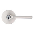 Kwikset Lisbon Keyed Entry Lever Smartkey, Round Rose With 6-Way Adjustable Latch And Round Corner Strike, Satin Nickel