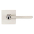 Kwikset Halifax Keyed Entry Lever Smartkey, Square Rose With 6-Way Adjustable Latch And Round Corner Strike, Satin Nickel