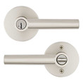 Kwikset Milan Keyed Entry Lever Smartkey, Round Rose With 6-Way Adjustable Latch And Round Corner Strike, Satin Nickel