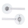 Kwikset Lisbon Keyed Entry Lever Smartkey, Round Rose With 6-Way Adjustable Latch And Round Corner Strike, Bright Polished Chrome