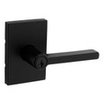 Kwikset Halifax Keyed Entry Lever Smartkey, San Clemente Rectangular Rose With 6-Way Adjustable Latch And Round Corner Strike, Matte Black