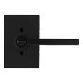 Kwikset Halifax Keyed Entry Lever Smartkey, San Clemente Rectangular Rose With 6-Way Adjustable Latch And Round Corner Strike, Matte Black