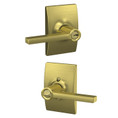 Schlage Residential F51A Latitude Keyed Entry Lever Lock With Century Trim Function, Decorative, Satin Brass