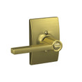 Schlage Residential F51A Latitude Keyed Entry Lever Lock With Century Trim Function, Decorative, Satin Brass