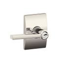 Schlage Residential F51A Latitude Keyed Entry Lever Lock With Century Trim Function, Decorative, Bright Polished Nickel