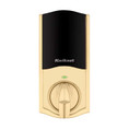 Kwikset Traditional Push Button Electronic Deadbolt Smartkey With Home Connect, Z-Wave Wireless Protocol, Smartkey, Round Corner Adjustable 20 Minute Ul Latch, Round Corner Strike, Lifetime Polished Brass