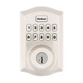 Kwikset Traditional Push Button Electronic Deadbolt Smartkey With Home Connect, Z-Wave Wireless Protocol, Smartkey, Round Corner Adjustable 20 Minute Ul Latch, Round Corner Strike, Satin Nickel
