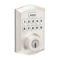 Kwikset Traditional Push Button Electronic Deadbolt Smartkey With Home Connect, Z-Wave Wireless Protocol, Smartkey, Round Corner Adjustable 20 Minute Ul Latch, Round Corner Strike, Satin Nickel Kwikset Traditional Push Button Electronic Deadbolt Smartkey With Home Connect, Z-Wave Wireless Protocol, Smartkey, Round Corner Adjustable 20 Minute Ul Latch, Round Corner Strike, Satin Nickel