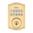 Kwikset Traditional Push Button Electronic Deadbolt Smartkey With Home Connect, Z-Wave Wireless Protocol, Smartkey, Round Corner Adjustable 20 Minute Ul Latch, Round Corner Strike, Lifetime Polished Brass Kwikset Traditional Push Button Electronic Deadbolt Smartkey With Home Connect, Z-Wave Wireless Protocol, Smartkey, Round Corner Adjustable 20 Minute Ul Latch, Round Corner Strike, Lifetime Polished Brass
