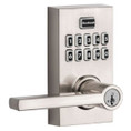 Kwikset Smartcode 917 Touchpad Electronic Lever Smartkey With Round Corner Adjustable 20 Minute Ul Latch And Round Corner Strike, Satin Nickel-917-HFL-15-SMT-CP-RCALFD
