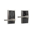 Schlage Residential Fe695 Keyless Touchscreen Lever With Century Trim And Latitude Lever In Vis Pack Style, Satin Nickel