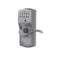 Schlage Residential Fe595 Keypad Lever With Camelot Trim And Accent Lever With Flex Lock Style, Satin Chrome
