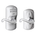 Schlage Residential Fe595 Keypad Lever With Plymouth Trim And Flair Lever With Flex Lock Style, Satin Chrome