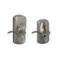 Schlage Residential Fe595 Keypad Lever With Plymouth Trim And Accent Lever With Flex Lock Style, Knob, Satin Nickel