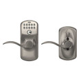 Schlage Residential Fe595 Keypad Lever With Plymouth Trim And Accent Lever With Flex Lock Style, Knob, Satin Nickel