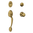 Schlage Residential F60 Plymouth Handleset/Entrance Georgain Knob Complete Lock Style Handleset, Georgian, Antique, Satin Brass Blackened