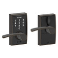 Schlage Residential Fe695 Keyless Touchscreen Lever With Century Trim And Merano Lever Style, Aged Bronze