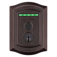 Kwikset Halo Touch Fingerprint Wi-Fi Enabled Smart Deadbolt Traditional Design Lock, Round Corner Adjustable 20 Minute Ul Latch And Round Corner Strike, Venetian Bronze