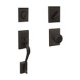 Schlage Residential F60 Addison Handleset/Entrance Georgian Knob Complete Lock Style Handleset, Inside Rose, Aged Bronze