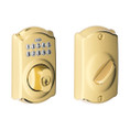 Schlage Residential BE365 Electronic Keypad Deadbolt, Camelot Trim, Lifetime Bright Brass