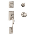 Schlage Residential F60 Addison Handleset/Entrance Plymouth Knob Complete Lock Style Handleset, Satin Nickel
