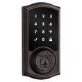 Kwikset Traditional Push Button Electronic Deadbolt Smartkey, Z-Wave Wireless Protocol, Smartkey, Round Corner Adjustable 20 Minute Ul Latch, Round Corner Strike, Venetian Bronze