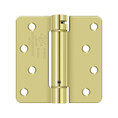 Deltana 4" X 4" X 1/4" Spring Hinge, Ul Listed Single Action, 1/ Round Corners, 0.097 Thickness, Bright Polished Brass