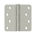 Deltana 4" X 4" X 1/4" Radius Corner Hinge Residential Steel, 1/, .085 Thickness, Ball Bearing, Satin Nickel (Pair)