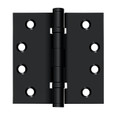 Deltana 4" X 4" Square Corner Hinge Residential Solid Brass, .129 Thickness, Matte Black (Pair)