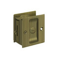 Deltana Pocket Door Lock-Privacy, 2-1/2" X 2-3/4", 1-3/8" Thickness, Antique, Satin Brass Blackened