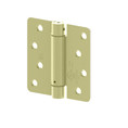 Hager Full Mortise Residential Hinge 1/4" Radius Corner Spring Steel 4" X 4", Satin Brass