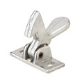 Ives Elbow Catch, Plate: 1-3/8" High X 5/8" Wide, Strike: 13/16" High X 5/8" Wide, Cast, Clear Coated Aluminum
