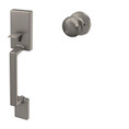 Schlage Residential Je285 Sutton Handleset With Stratus Interior Knob Style, Lower Half Of, Satin Nickel