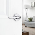 Safe Lock SL6000 Reminy Keyed Entry Lever, Turn Button Inside, Round Rose, Round Corner Adjustable Latch, Round Corner Strike, Keyed Alike in Groups of 5, Bright Polished Chrome