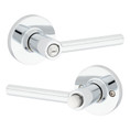 Safe Lock SL4000 Reminy Privacy Lever, Push Button Inside, Round Rose, Round Corner Adjustable Latch, Round Corner Strike, Bright Polished Chrome