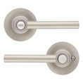 Safe Lock SL4000 Reminy Privacy Lever, Push Button Inside, Round Rose, Round Corner Adjustable Latch, Round Corner Strike, Satin Nickel