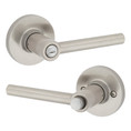 Safe Lock SL4000 Reminy Privacy Lever, Push Button Inside, Round Rose, Round Corner Adjustable Latch, Round Corner Strike, Satin Nickel