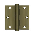 Deltana 3-1/2" X 3-1/2" Square Corner Hinge Heavy Duty Steel, .119 Thickness, Antique, Satin Brass Blackened (Pair)