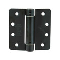 Orca Hardware Spring Steel Hinge 4" X 4" X 1/4" Radius Corner, Matte Black