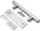 Orca Hardware Sliding Door Square Bar And Recessed Pull Combo 12" 8" Rectangular Flush, Satin Stainless