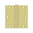 Deltana 3-1/2" X 3-1/2" Square Corner Hinge Residential Steel, .085 Thickness, Bright Polished Brass (Pair)