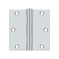 Deltana 3-1/2" X 3-1/2" Square Corner Hinge Residential Steel, .085 Thickness, Bright Polished Chrome (Pair)