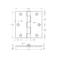 Deltana 3-1/2" X 3-1/2" Square Corner Hinge Residential Steel, .085 Thickness, Oil Rubbed Dark Bronze
