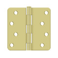 Deltana 4" X 4" X 1/4" Radius Corner Hinge Residential Steel, 1/, .085 Thickness, Bright Polished Brass (Pair)
