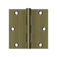 Deltana 3-1/2" X 3-1/2" Square Corner Hinge Residential Steel, .085 Thickness, Antique, Satin Brass Blackened (Pair)