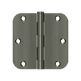 Deltana 3-1/2" X 3-1/2" X 5/8" Radius Corner Hinge Residential Steel, .085 Thickness, Antique Pewter, Satin Nickel Blackened (Pair)