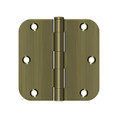Deltana 3-1/2" X 3-1/2" X 5/8" Radius Corner Hinge Residential Steel, .085 Thickness, Antique, Satin Brass Blackened (Pair)