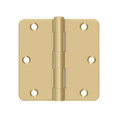 Deltana 3-1/2" X 3-1/2" X 1/4" Radius Corner Hinge Residential Steel, .085 Thickness, Satin Brass (PR)