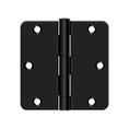 Deltana 3-1/2" X 3-1/2" X 1/4" Radius Corner Hinge Residential Steel, .085 Thickness, Paint, Black Painted